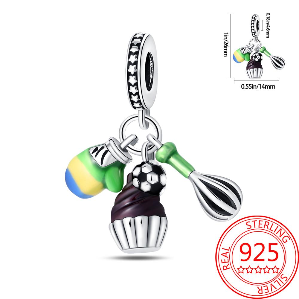 Delicious Food Copper Doughnut Cake Dessert Fruit Fine Wine Bead Pendant Fit Bracelet Necklac Boutique Jewelry Gift