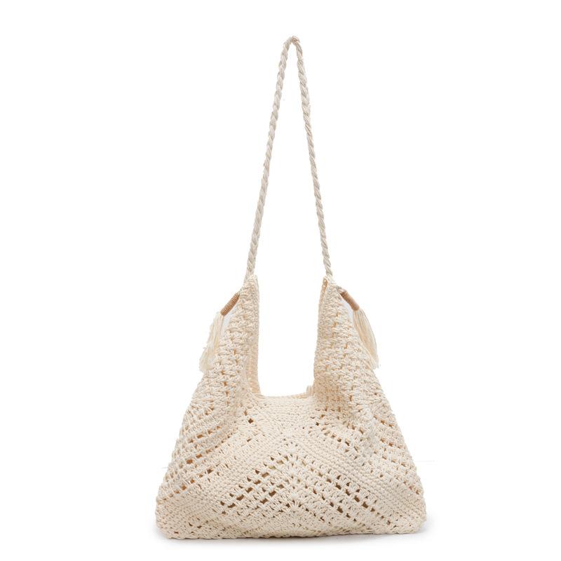 Large Capacity Handheld Woven Bag Women's 2025 New Summer Vacation Straw Bag Versatile Commuter Shoulder Tote Bag