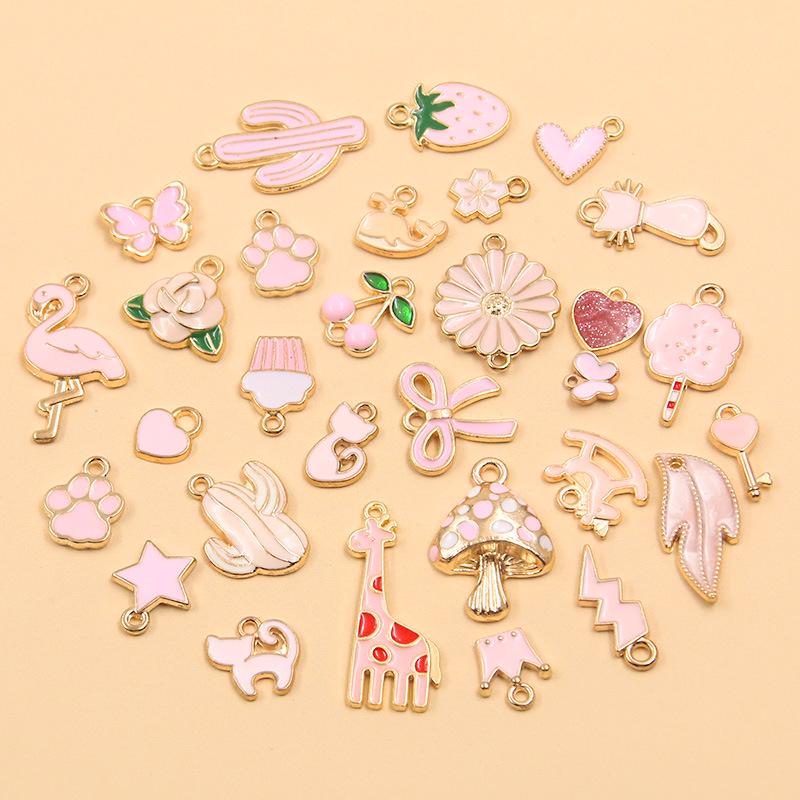 Mixed Eight-Color Enamel Alloy Charms for DIY Jewelry: Bracelet, Necklace, and Keychain Accessories (10/20/50 Pieces)