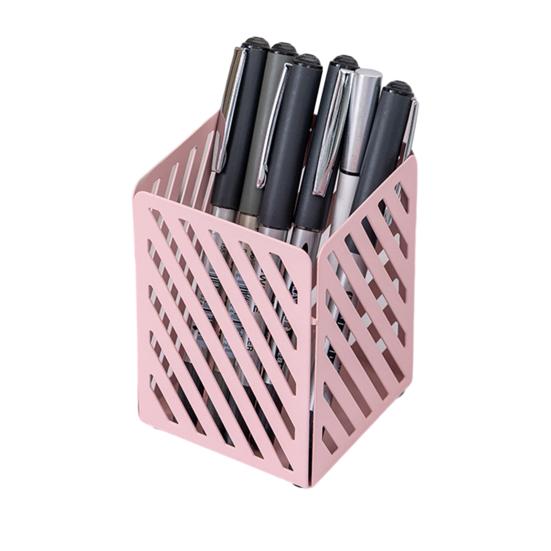 

Подставка для ручек в скандинавском стиле, гальваническое матовое покрытие, большая вместимость, настольный органайзер с резиновой основой, офисные принадлежности Square розовый