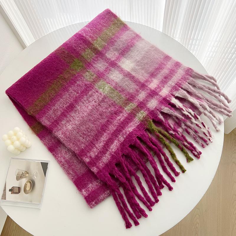 Korean Version of Plaid Tassel Imitation Cashmere Scarf for Women's Winter Japanese Students, Versatile Fashion Shawl for Couples, Warm Scarf