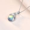 S925 Silver Dragonfly Pendant Necklace with Moonstone for Women