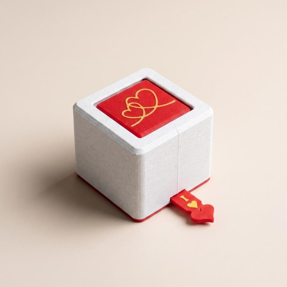 Rotating Pull Out Jewelry Box 3D Printed Couple Surprise Declaration Gift Christmas Gift