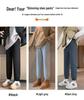 Women's High-Waist Fleece-Lined Cuffed Sweatpants - Thick Grey Joggers for Autumn/Winter 2024