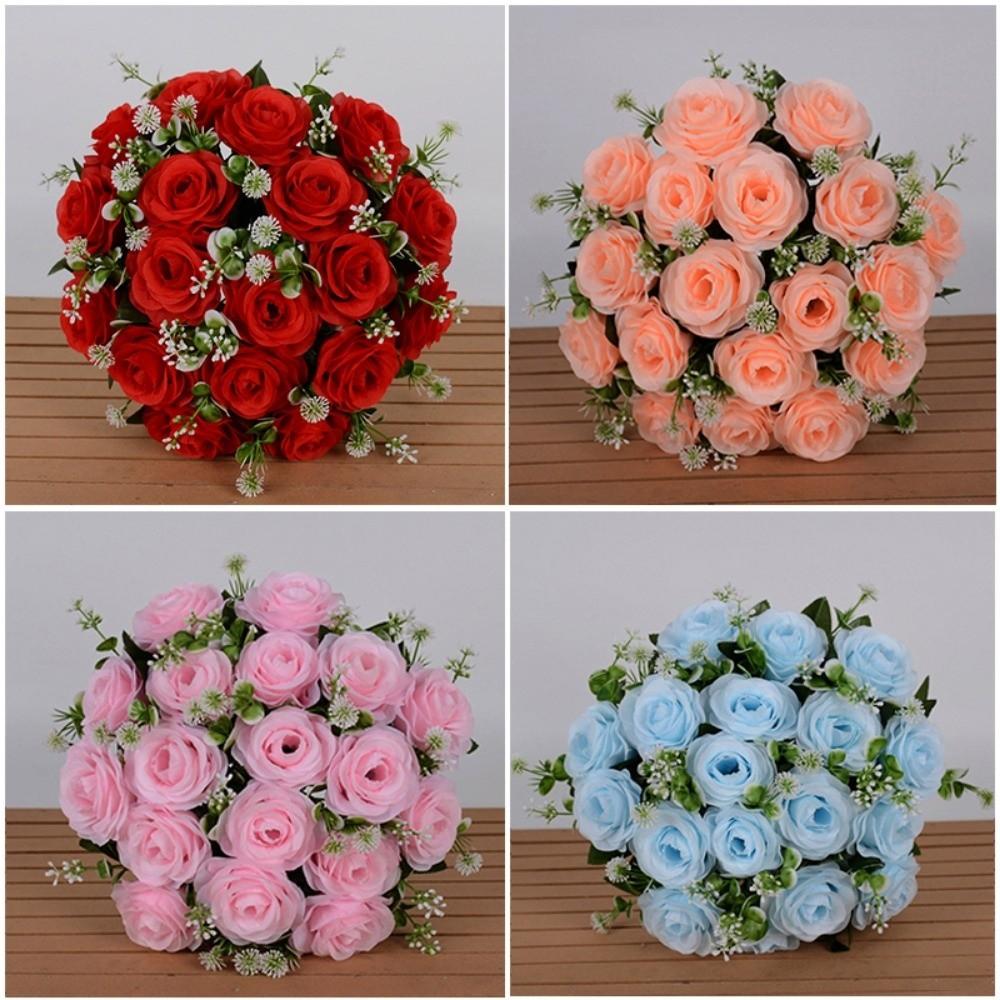 18 Heads Real Happy Flower Mini Crystal Grass Bouquet Rose Flowers Decorative  Home Decorative