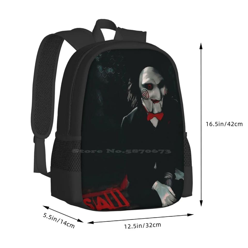 Saw Movie Poster Backpacks For School Teenagers Girls Travel Bags Saw Movie Jigsaw Spiral Film Saw Art Saw 2004 Saw 3 Scary Saw
