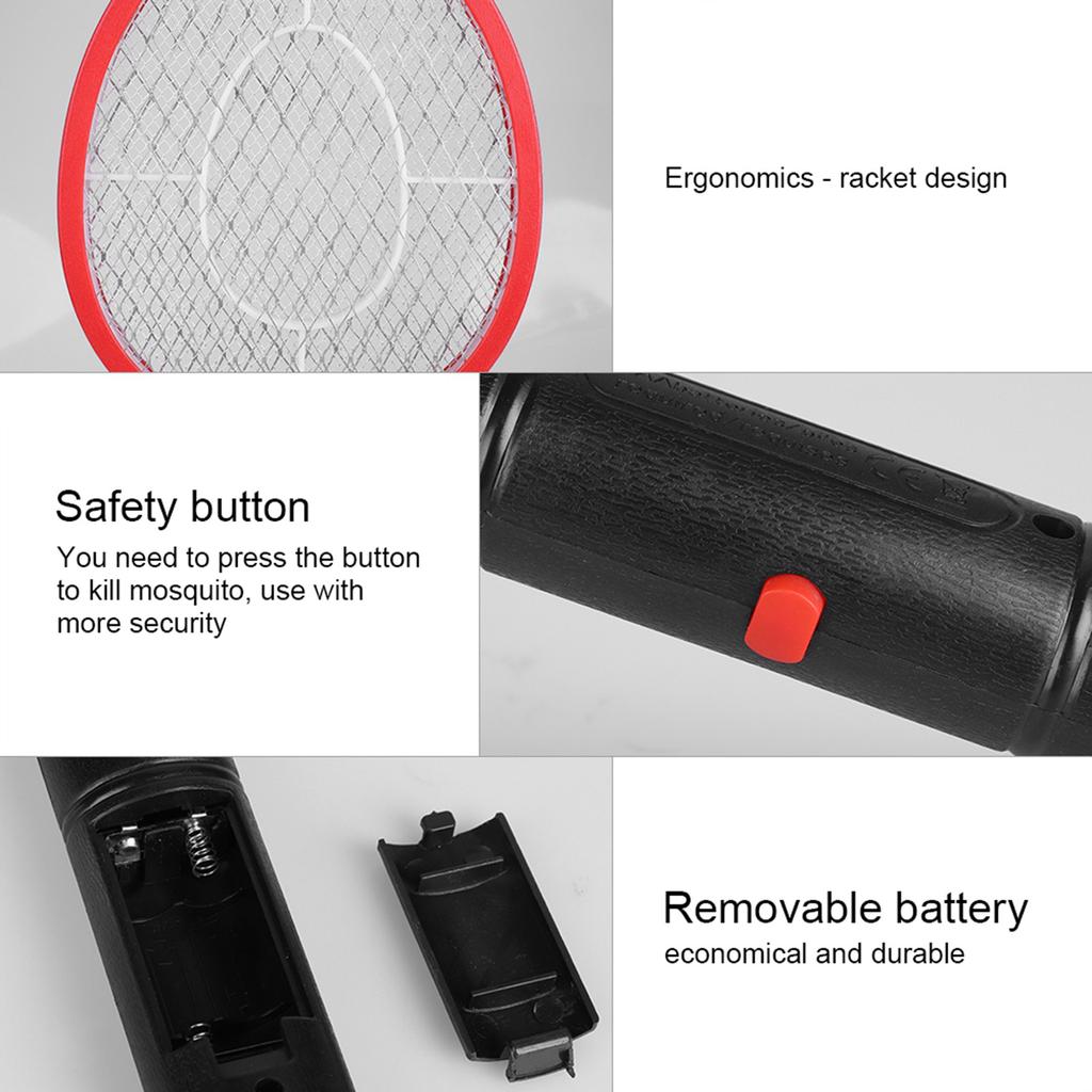 Mosquito Swatter Cordless Battery Power Electric Fly Mosquito Swatter Bug Racket Insects Killer