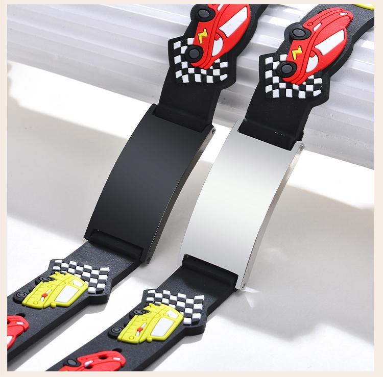 Personalized Kid Child Bracelet, Cartoon Car Silicone Chain Writhand Adjustable, Free Customzied Bracelets For Kids Girls Boys