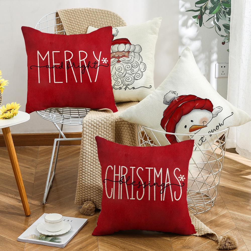 New Christmas Snowman Pillow Living Room Sofa Bedroom Balcony Pillow Home Lumbar Pillow Cover