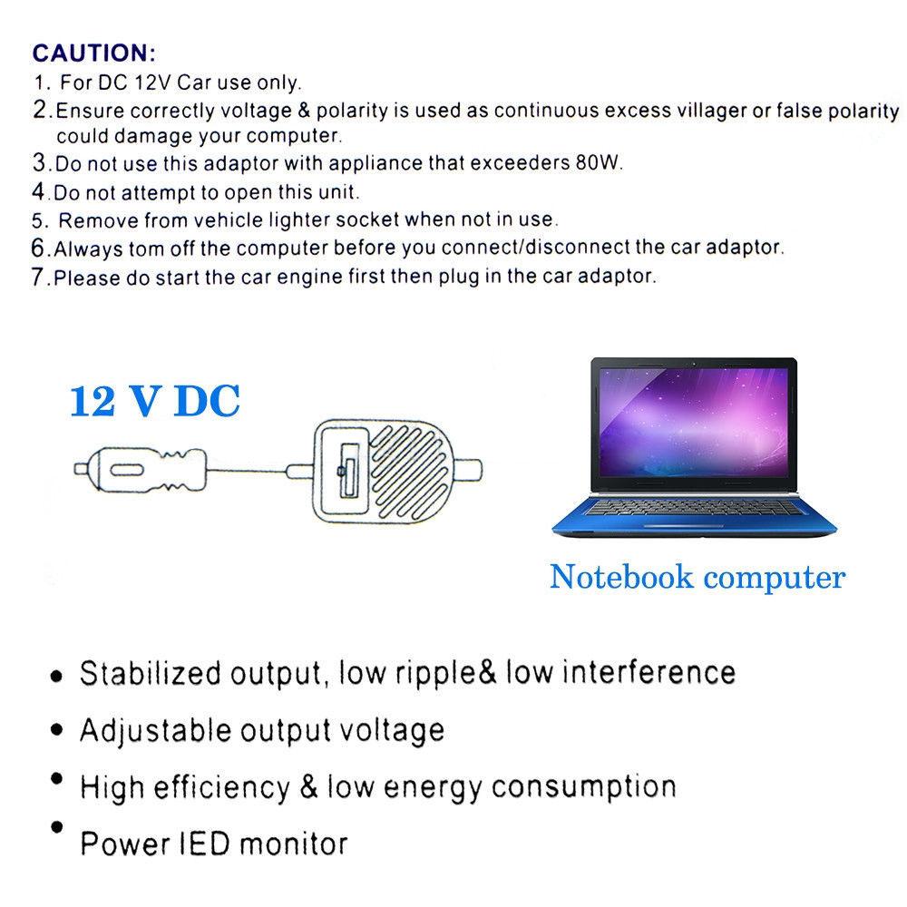 Notebook 80W DC Power Supply Car Laptop Charger Laptop Adapter Car Charger Laptop Accessories