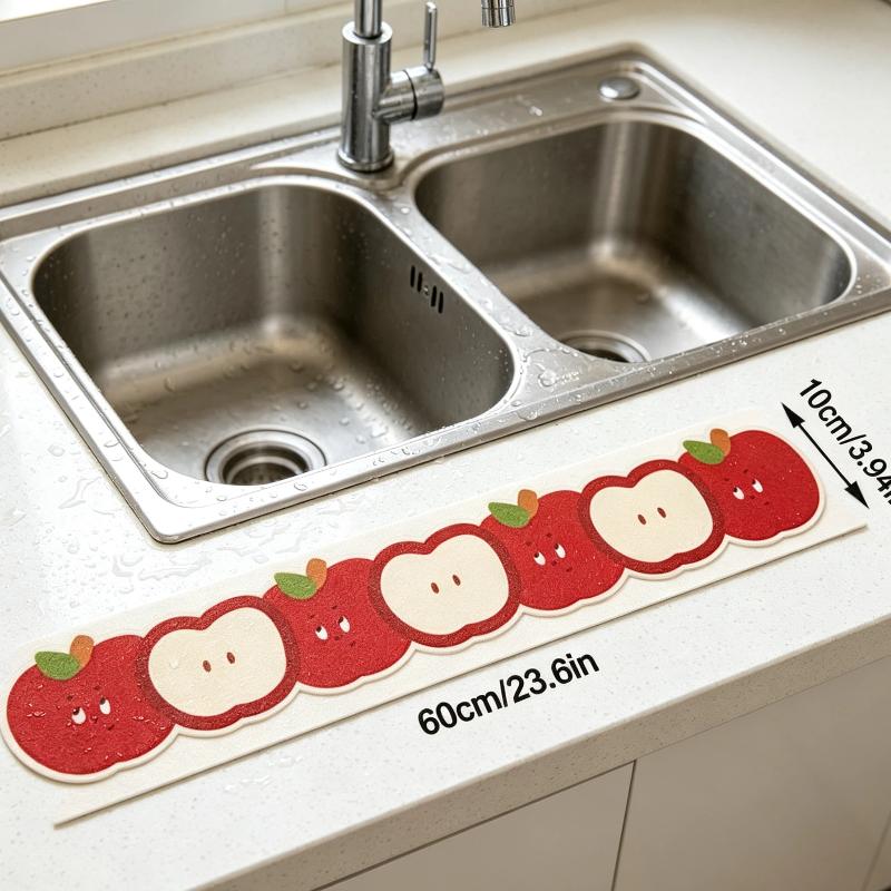 1Pcs Durable 10X60Cm Faucet Drain Mat Cartoon Non-Slip Sink Absorbent Mat Washable Desk Mat Kitchen Bathroom