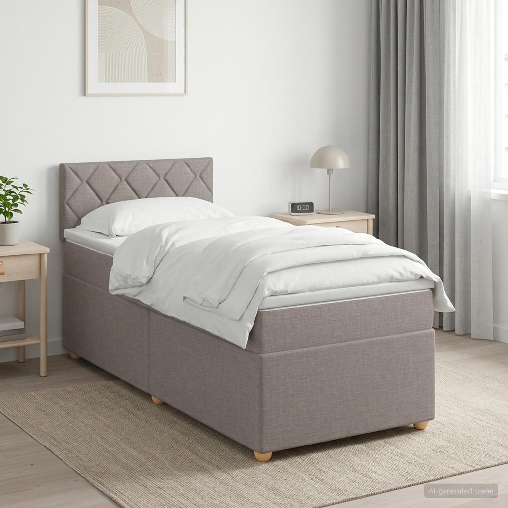 Box Spring Bed with Mattress and Headboard Taupe 80 X 200 Cm Fabric