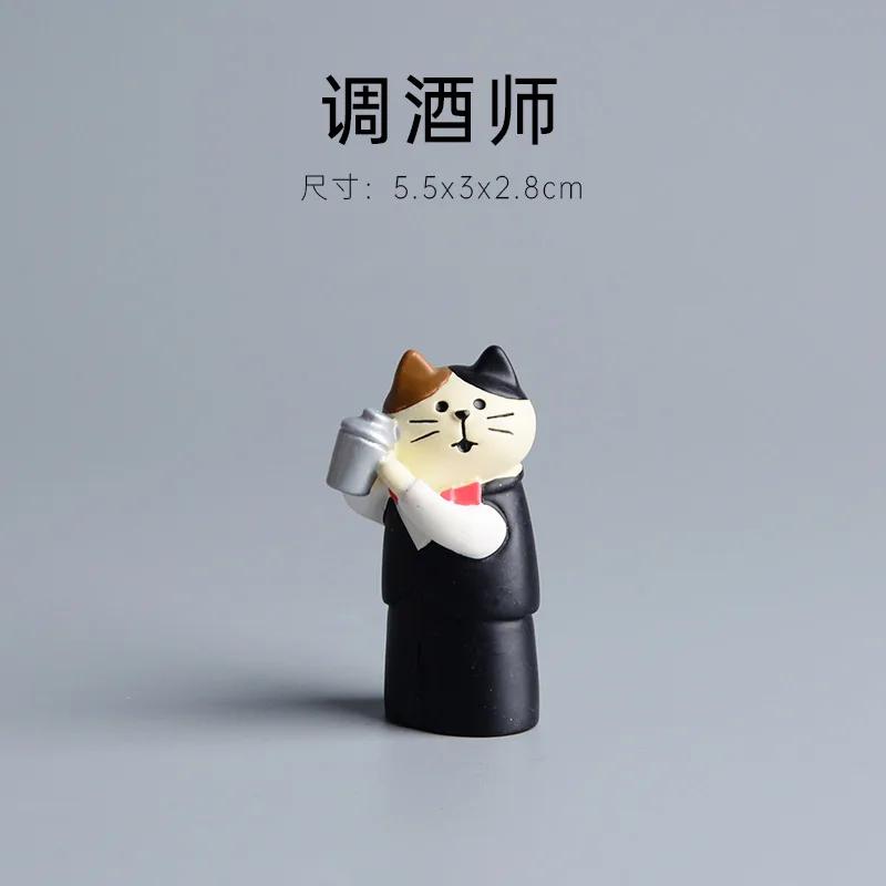 ZAKKA Cute Cartoon Tea Cat Ornament Resin Figurines Crafts Dollhouse Sushi Package Miniature Home Decor Desktop Accessories Gift
