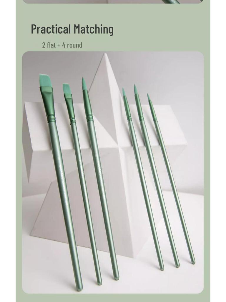 Wheat Nylon Hair Flat Head Brush Set for Digital Oil & Watercolor Painting
