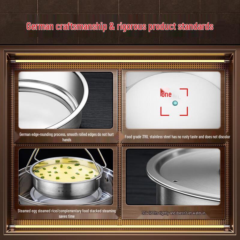 Thickened 316L Stainless Steel Steamed Egg Bowl