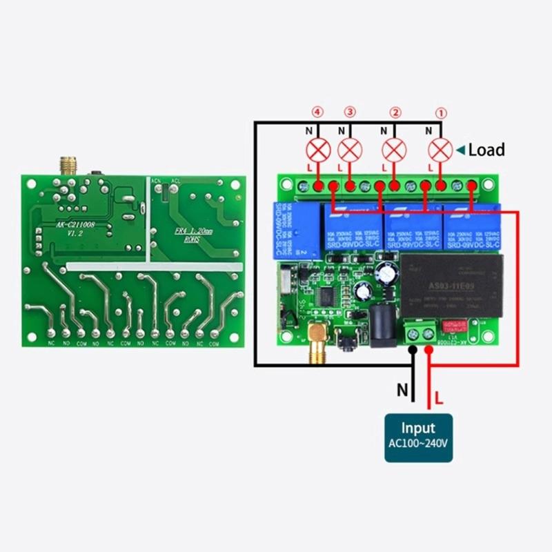 433Mhz Wireless Remote Control Transmitter 4 Key Long Ranges Wireless Receiver Module For Home Garage Door Opener