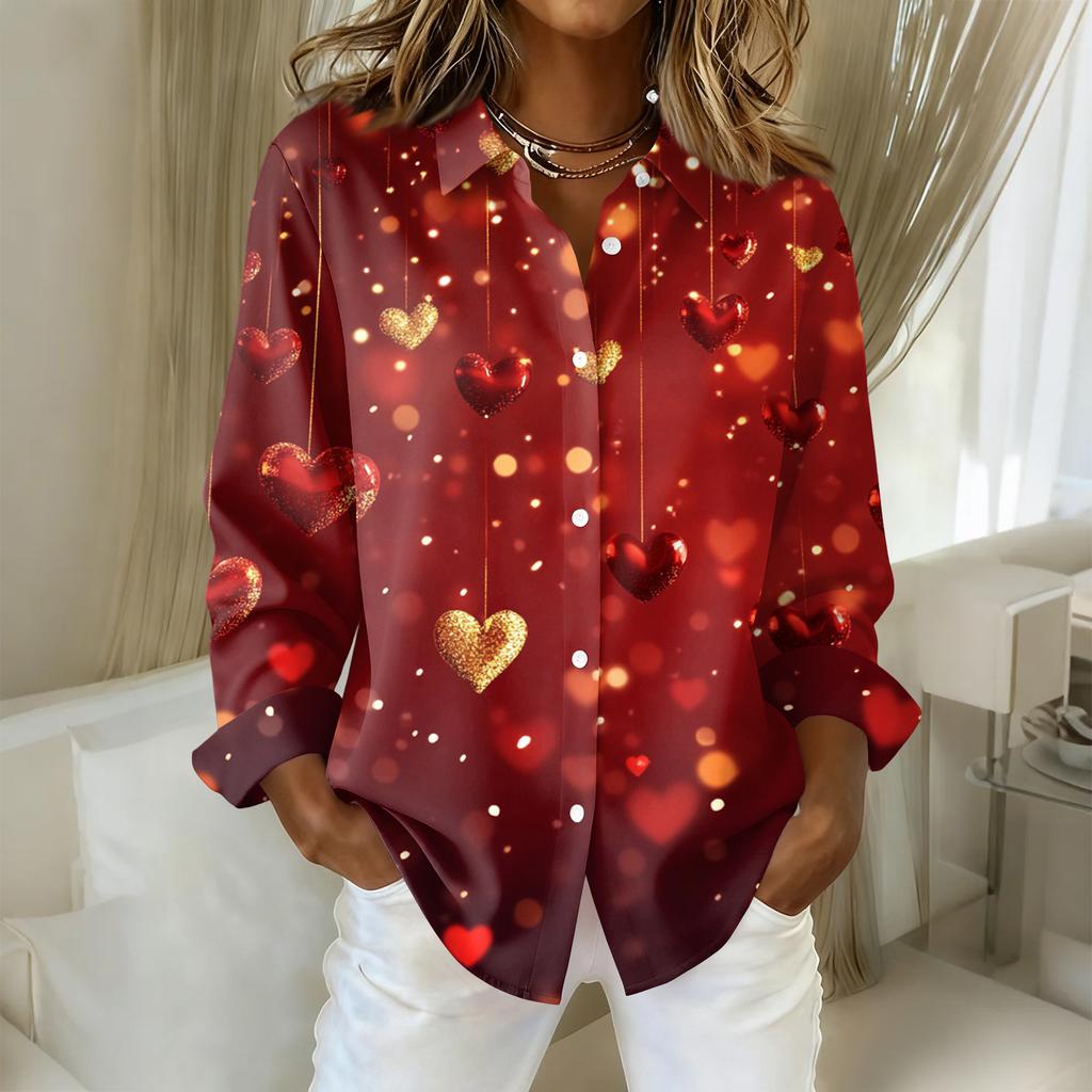 Women's Buttoned Long Sleeved Casual Regular Shirt With Collar Top