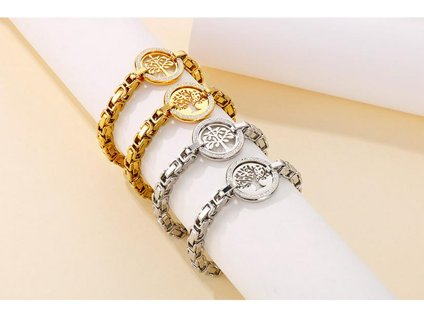 Kalen European-American Tree of Life Titanium Steel Diamond Bracelet for Women