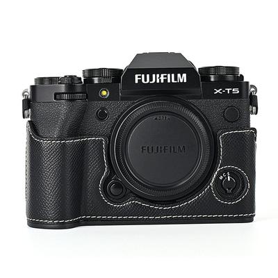 XT5 Palm Print PU Leather Camera Half Case for Fujifilm XT5 Fuji X-T5 Bottom Opening Cover With Strap