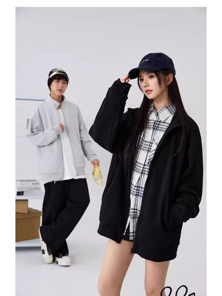 2025 Men's Stand-Up Collar Casual Cardigan Jacket - Trendy Autumn Sport Long Sleeve Hoodie.