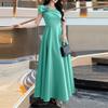 Women Elegant Casual Round Neck Sleeveless Satin Long Dress
