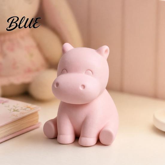 3D Printed Hippo Car Dashboard Figurines, Minimalist Pink Desktop Ornament with Small Statue Non-Slip Weighted Base, Cute Interior Decor, Kawaii