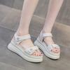 Roman Sandals Women's Summer 2025 New Thick-soled Heightening Casual Versatile Lazy Beach Shoes Velcro Outer Sandals