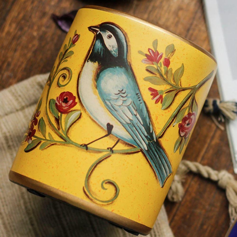 Bird Printing Tea Can Ceramic Kitchen Storage Jar Multi-functional Candy Pot  Gift