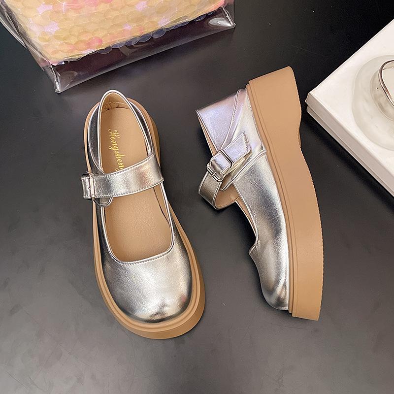 2025 British style Mary Jane women's shoes small height increase small leather shoes women's platform jk single shoes loafers high heels