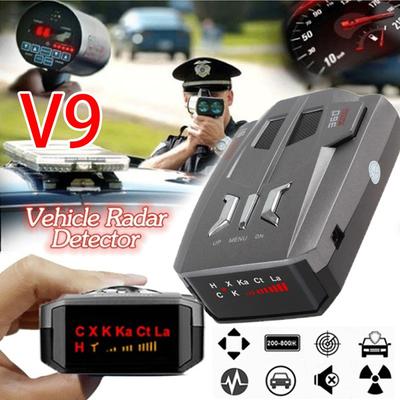 Yükseltilmiş Sürüm V9 Araba Radar Dedektörü İngilizce Rusça Otomatik Araç V9 Hız Sesli Uyarı Alarm Uyarı 12 V Rusya Anti Radar LED Ekran