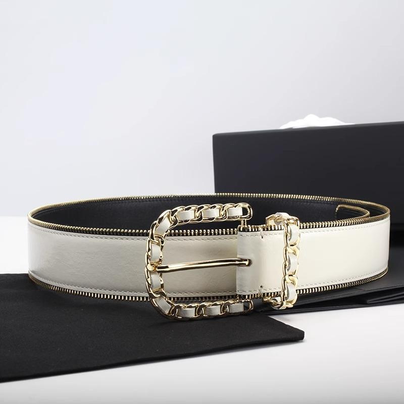 

New 24b zipper decoration with pants bright leather belt small fragrant design suit versatile skirt belt 110cm