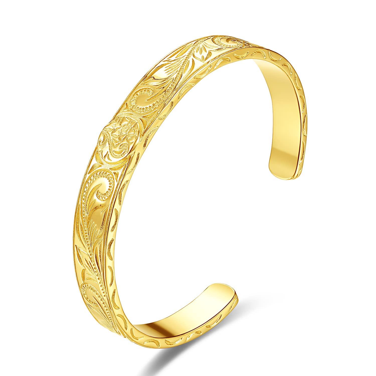 

Lucliss 316L Hawaiian Bangle Surgical Stainless Steel Size Free 18K Metal Hypoallergenic Domestic Manufacturer [Gold] Men s Women s золотий