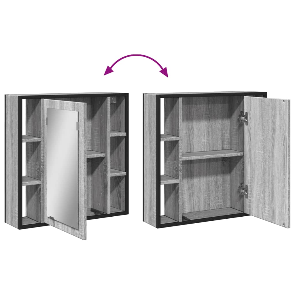 Badezimmer Wandspiegelschrank, Badezimmer Spiegel mit Stauraum hinter dem Spiegel, Badezimmer Wandspiegel, grau Sonoma 60x16x60 cm aus Holz