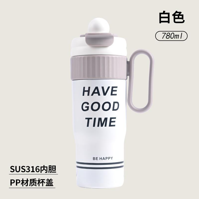 Water Bottle Cute Kitten Bingba Cup High Value Portable Thermos Cup Cup Cup Double Drink Straw Cup Cartoon Handle Cup