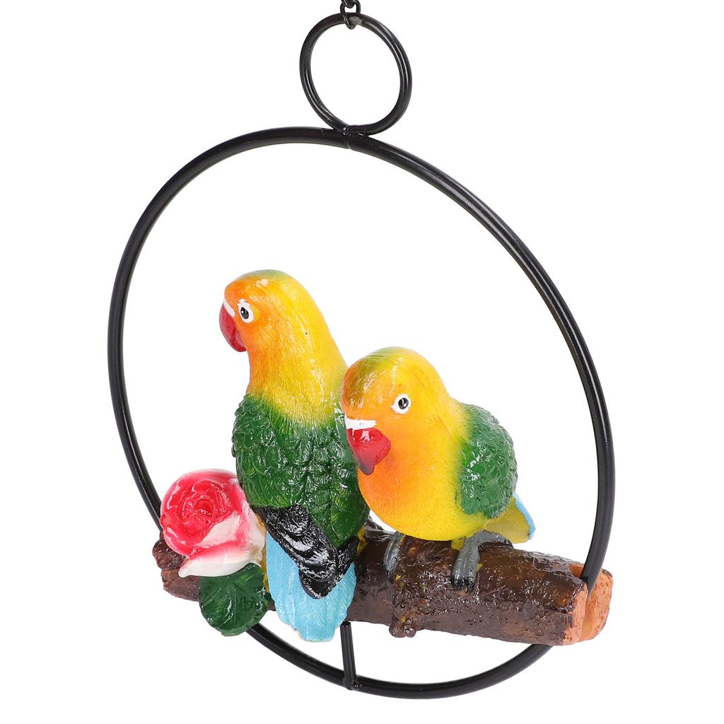 Hängende Papageien-Skulptur Hängende Ringstatue für Terrasse Rasen Haus- und Gartendekor