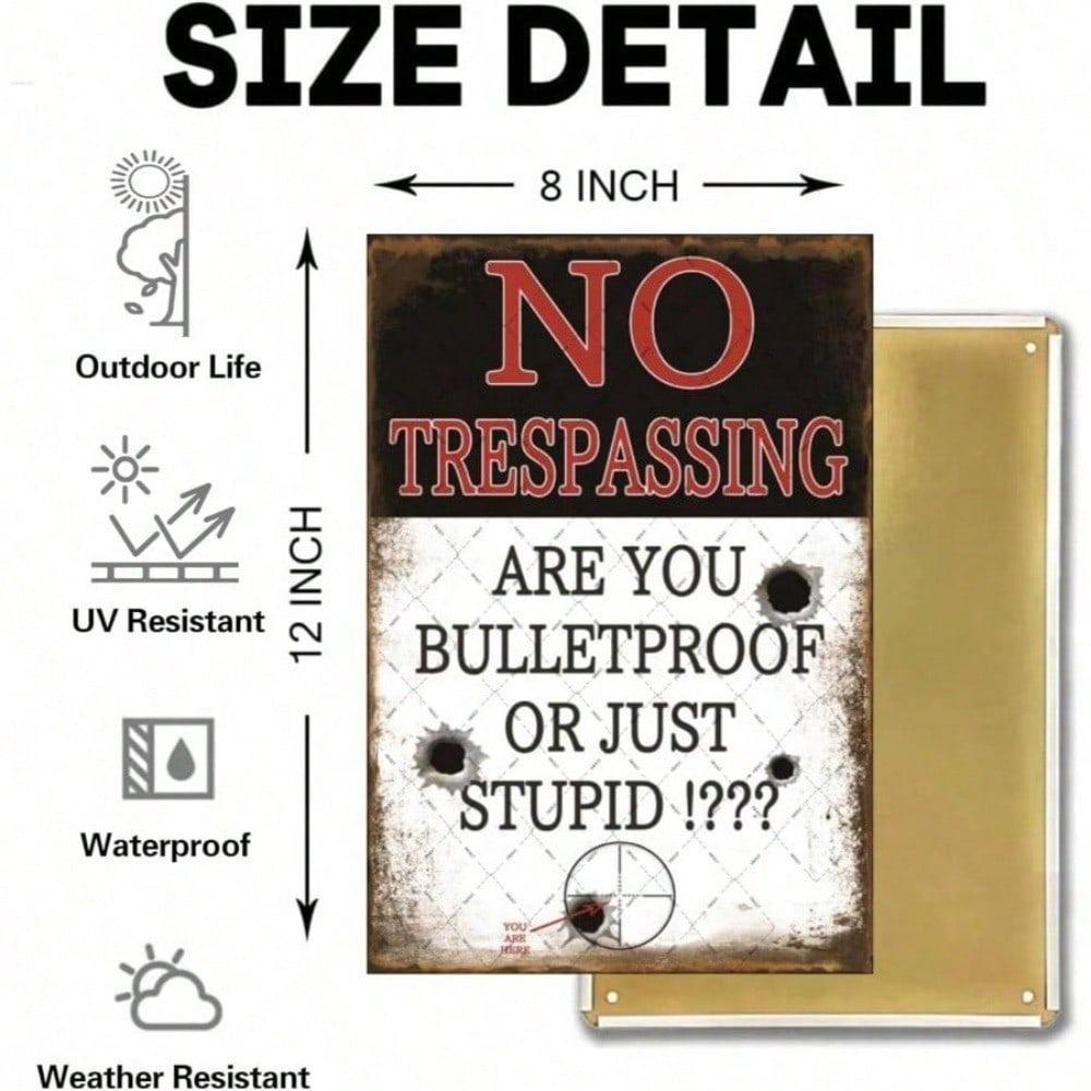 Vintage Metal Tin Sign No Trespassing Warning Plague Retro Wall Decor