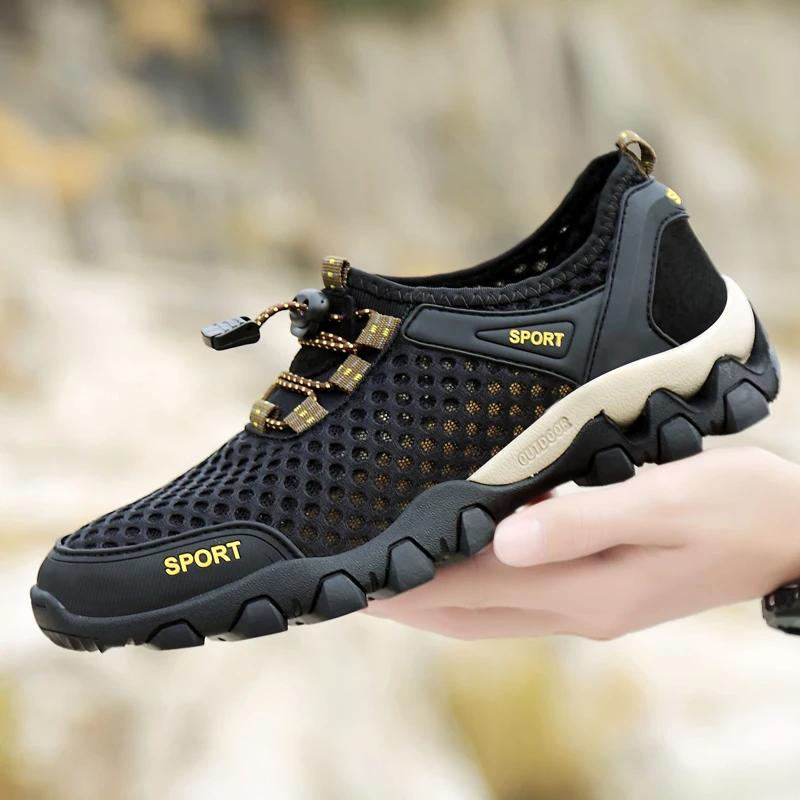 Men Casual Sneakers Breathable Mesh Shoes Mens Non-Slip Outdoor Hiking Shoes Mens Climbing Trekking Shoes Zapatos Hombre Summer