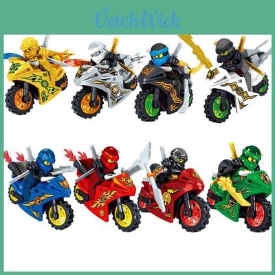 Ninjas Character Motorcycle Toy Set 8 Pieces Creative Brain Building Blocks