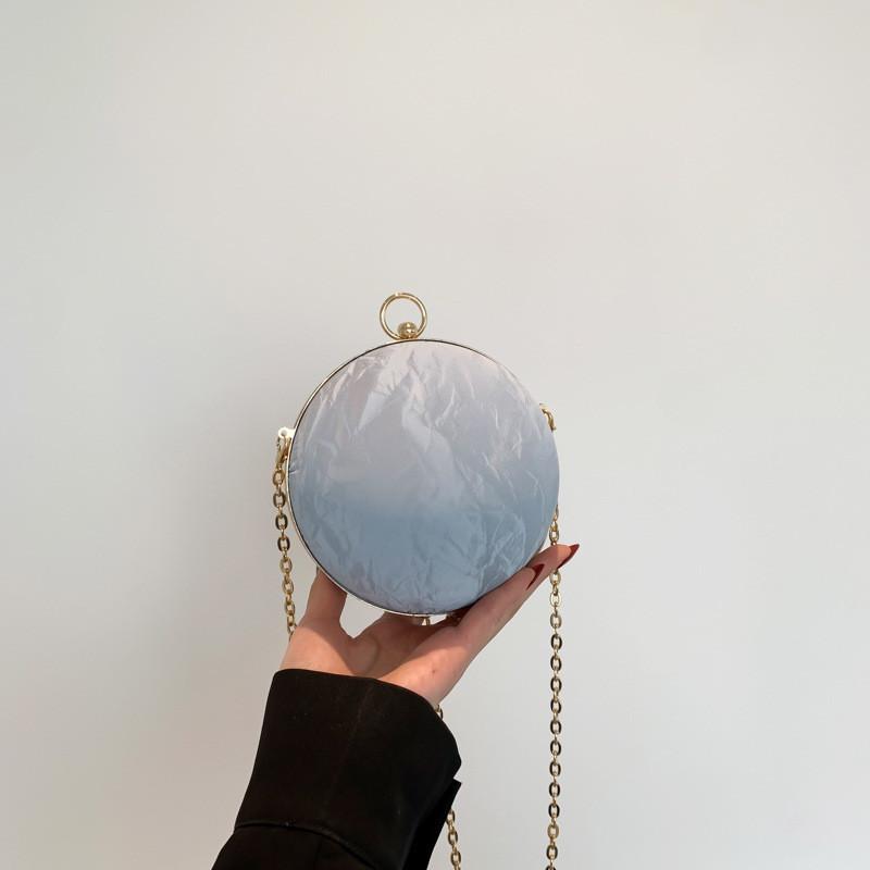 

Fashionable Small Round Sequin Bag With Chain Strap For Women Everyday Use синій