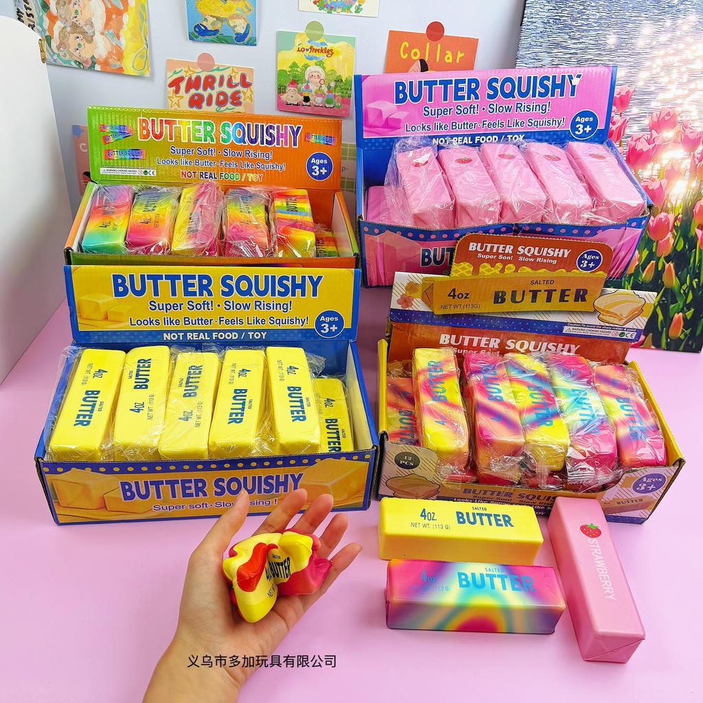 12 Stück vollständige Packung 13,5 cm Butterstange Langsam aufsteigendes Squishy Spielzeug Nasses Zurückfedern Feuchtes Weiches Gefühl Stressabbau Dekompression Fidget