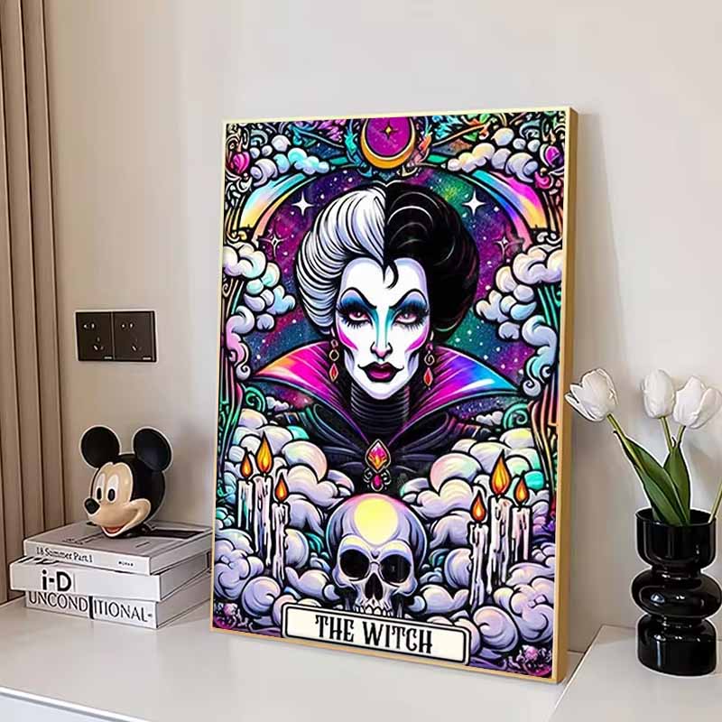 Disney 5D DIY Diamond Painting Cruella Dark Neon Tarot Style Illustration Full Round Diamond Mosaic Cartoon Dog Embroidery Art Painting Home Decor