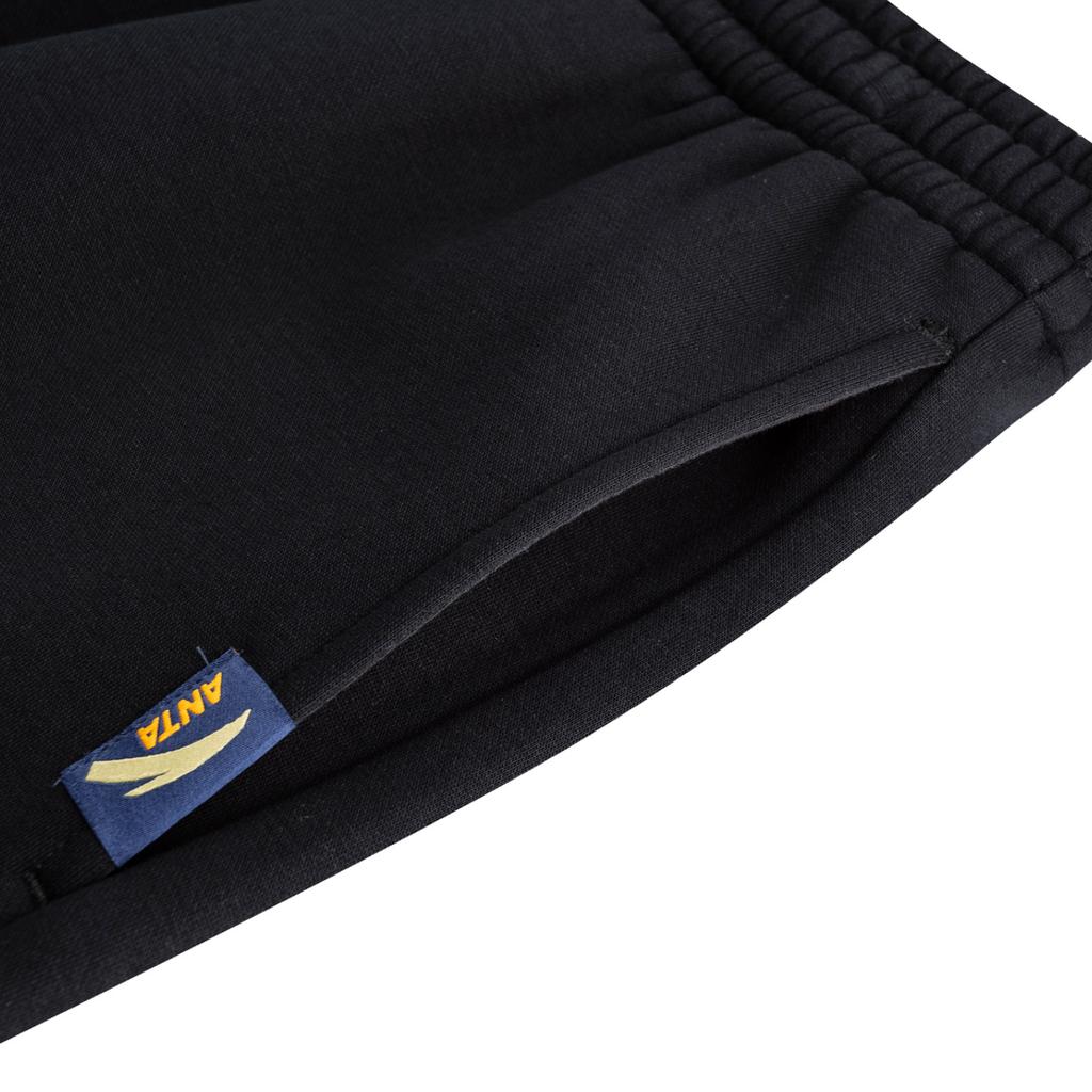 Anta Lifestyle Series Campus Commuting Casual Fashion Training Warm Comfortable Fleece Thick Knit Sports Pants Unisex Bottoms Black 972618301-1