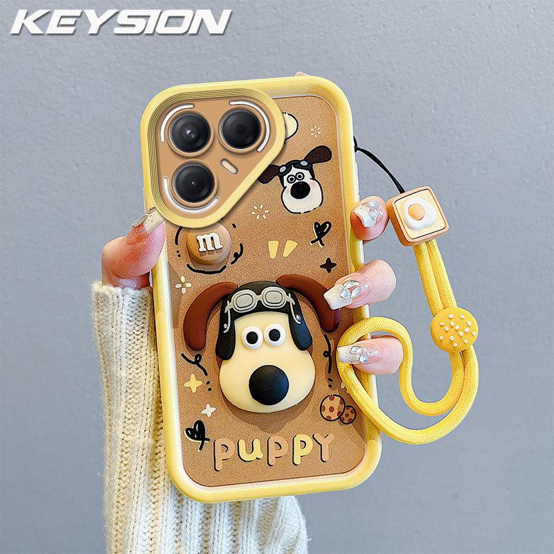 KEYSION Shockproof Case for TECNO Pova 7 Ultra 5G with Lanyard Soft Silicone Cute 3D Cartoon Doll Phone Back Cover for Pova 7 Ultra