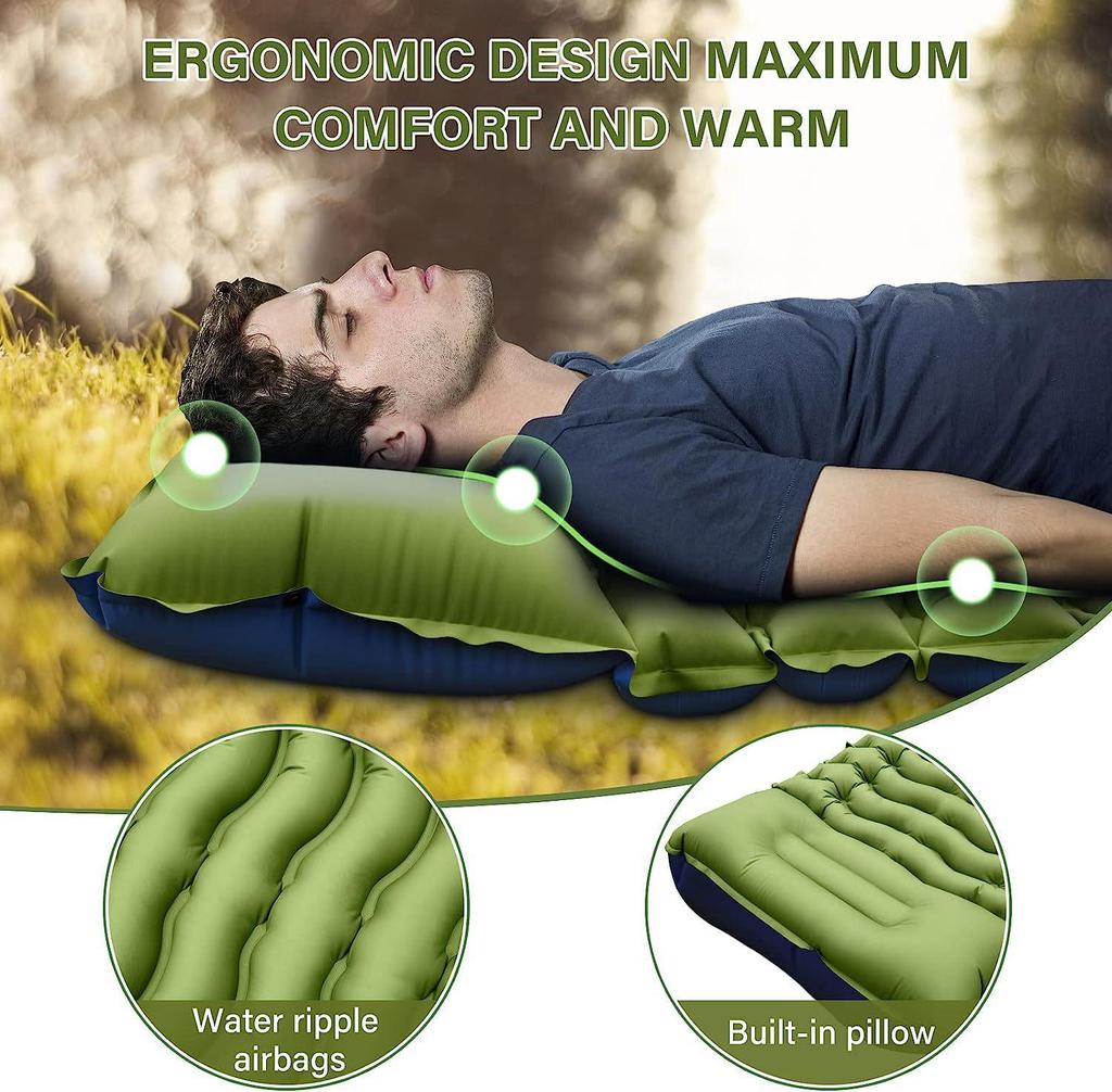 Ultra-Light Foot-Operated Inflatable Camping Pad - Portable, Moisture-Proof, Folding Air Mattress