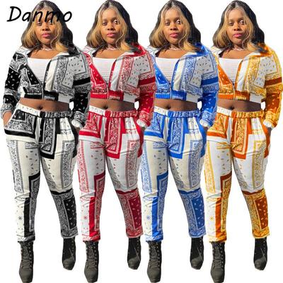 Danmo 2 Piece Set Women Fitness Sweatsuit Zipper Up Sweatshirt + Jogger Pants Set Tracksuit Vintage Outfits Plus Size