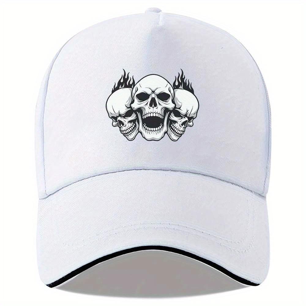 Three Skulls Yelling Graphic Print Baseball Cap Unisex Polyester Adjustable Sports Running Headwear