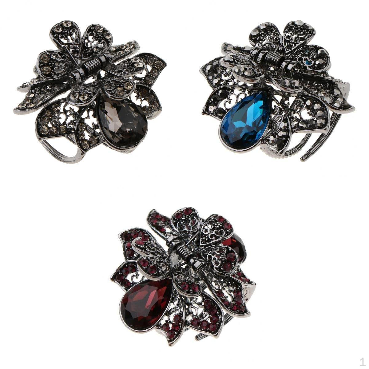 

3 винтажных больших зажима для волос с металлическими кристаллами для женщин