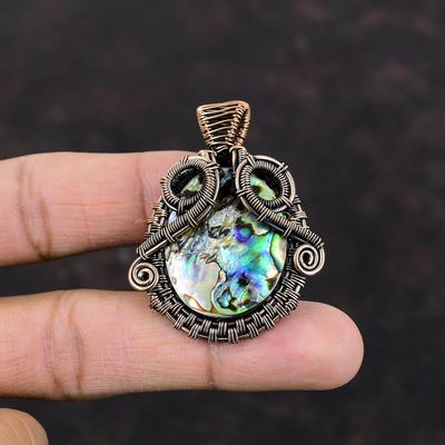 Abalone Shell Gemstone Pendant Copper Wire Wrapped Jewelry Handmade Amazing Pendant Elegant Jewelry Copper Wire Wrapped Pendant Gift For Her