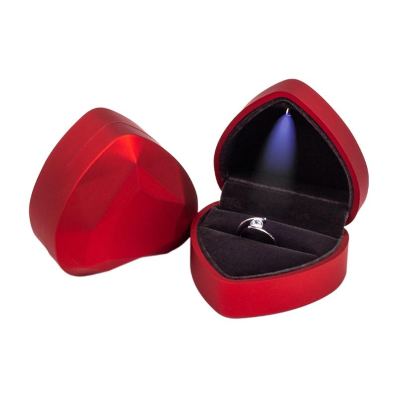 Luxury Bracelet Box Square Wedding Pendant Ring Case Jewelry Gift Box with LED Light for Proposal Engagement Wedding