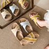 Slippers Women Wear One Word Cool Slippers In Summer Lazy Cross Retro Sub-belt Flat Bottom Cool Versatile Beach Small Fragrance